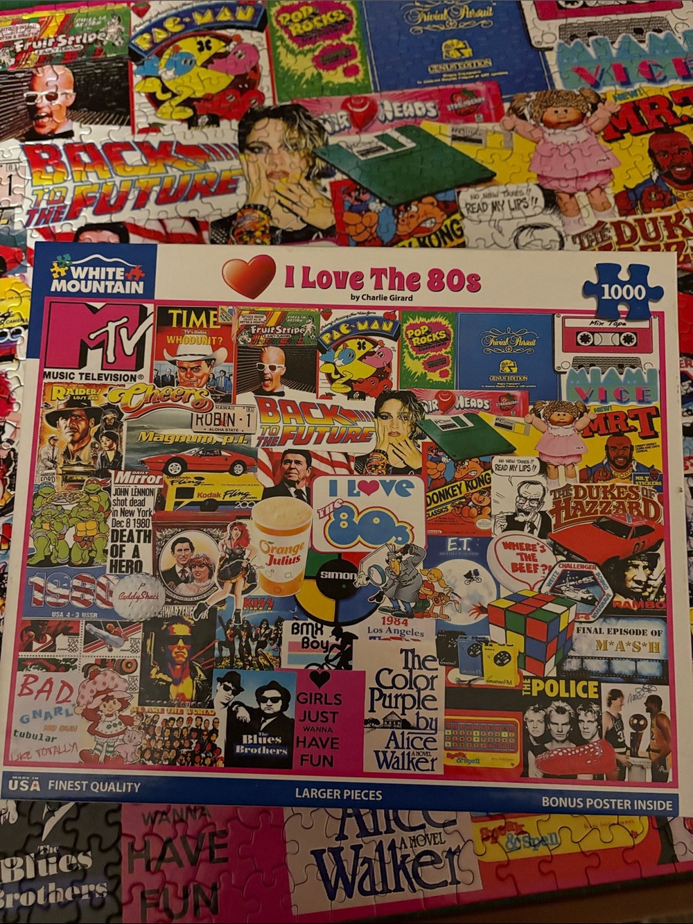 White Mountain I Love The 80s Puzzle — Bright Multicolor Collage